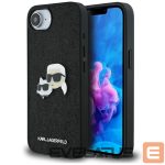 Kitos prekės Karl Lagerfeld  Karl Lagerfeld Fixed Glitter Karl&Choupette Heads Metal Pin iPhone 16e Case - Black 