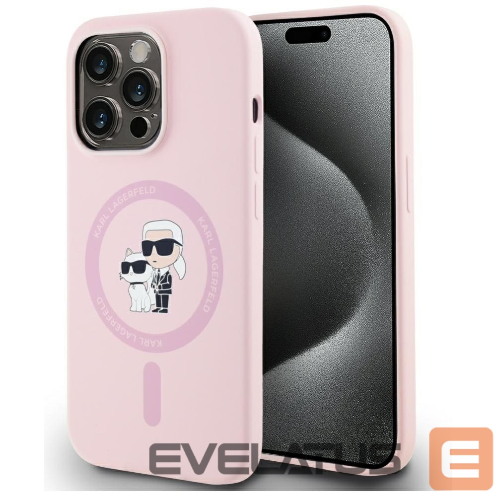 Kitos prekės Karl Lagerfeld Karl Lagerfeld Silicone Karl&Choupette MagSafe Case for iPhone 14 Pro Max - Pink