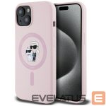 Kitos prekės Karl Lagerfeld  Karl Lagerfeld Silicone Karl&Choupette MagSafe iPhone 15 Case - Pink 
