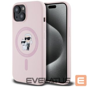 Kitos prekės Karl Lagerfeld  Karl Lagerfeld Silicone Karl&Choupette MagSafe iPhone 15 Case - Pink 