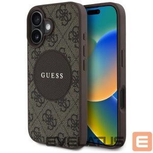 Kitos prekės Guess  Guess 4G Circle Classic Logo MagSafe case for iPhone 16 - brown 