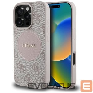 Kitos prekės Guess  Guess 4G Circle Classic Logo MagSafe iPhone 16 Pro Case - Pink 