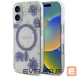 Kitos prekės Guess  Guess Resin Flowers Glitter MagSafe case for iPhone 16 - purple 