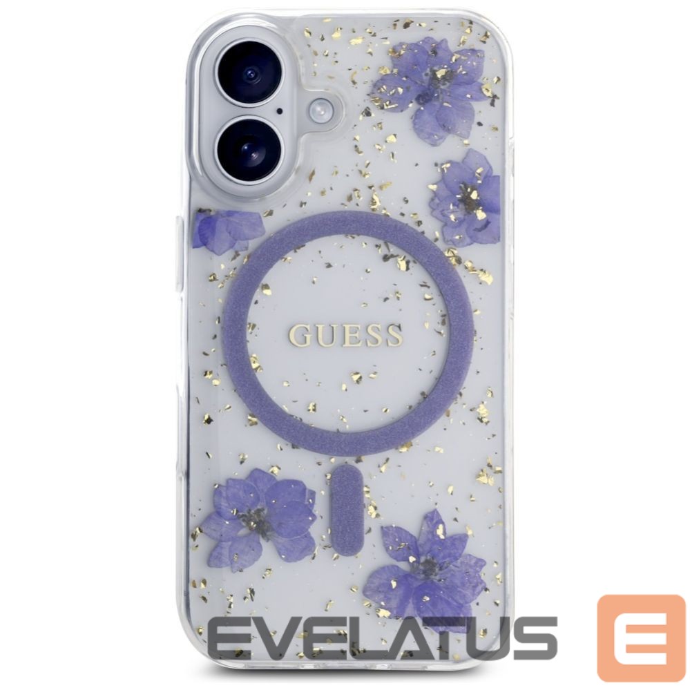Kitos prekės Guess Guess Resin Flowers Glitter MagSafe case for iPhone 16 - purple