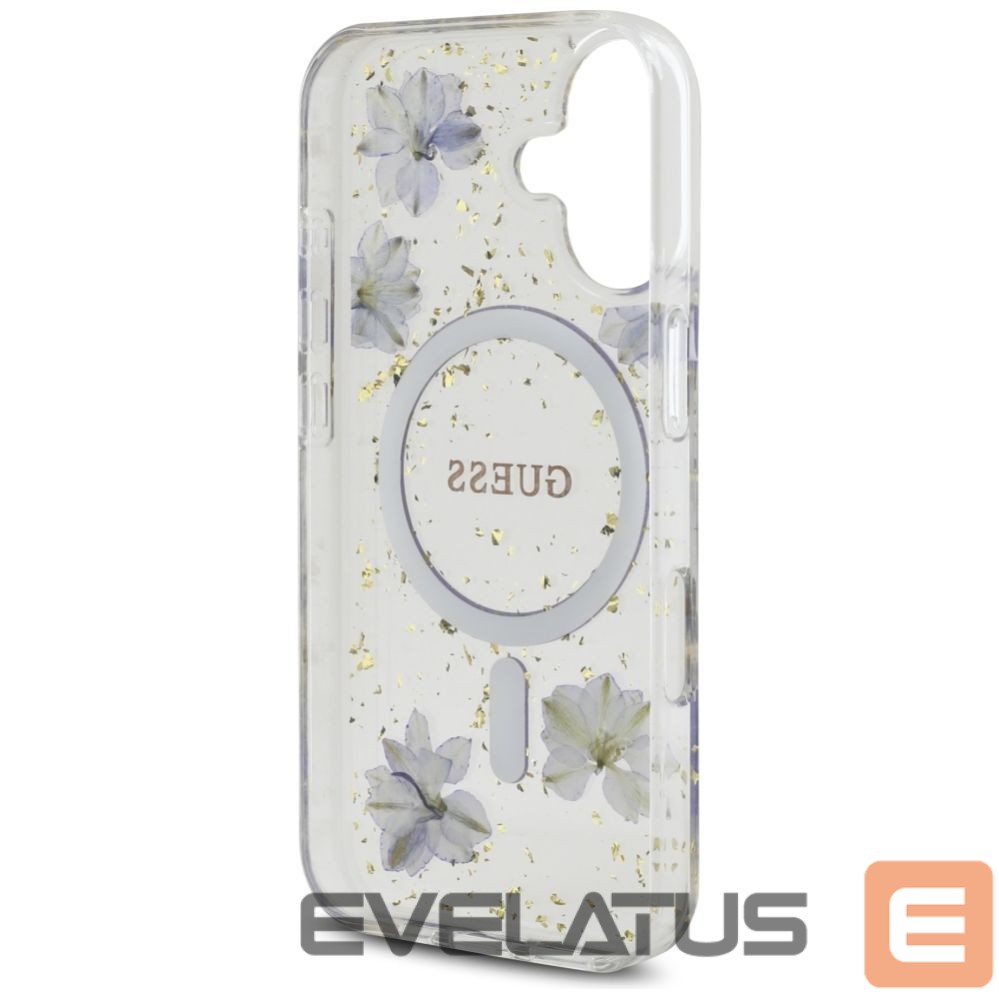 Kitos prekės Guess Guess Resin Flowers Glitter MagSafe case for iPhone 16 - purple