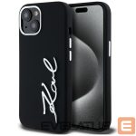 Kitos prekės Karl Lagerfeld  Karl Lagerfeld Silicone Metal Script Logo iPhone 15 Case - Black 