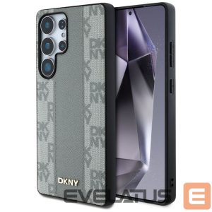 Kitos prekės DKNY  DKNY Leather Checkered Pattern MagSafe Case for Samsung Galaxy S25 Ultra - Gray 