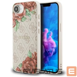 Kitos prekės Guess  Guess 4G Flowers Print MagSafe iPhone 16e Case - Pink 