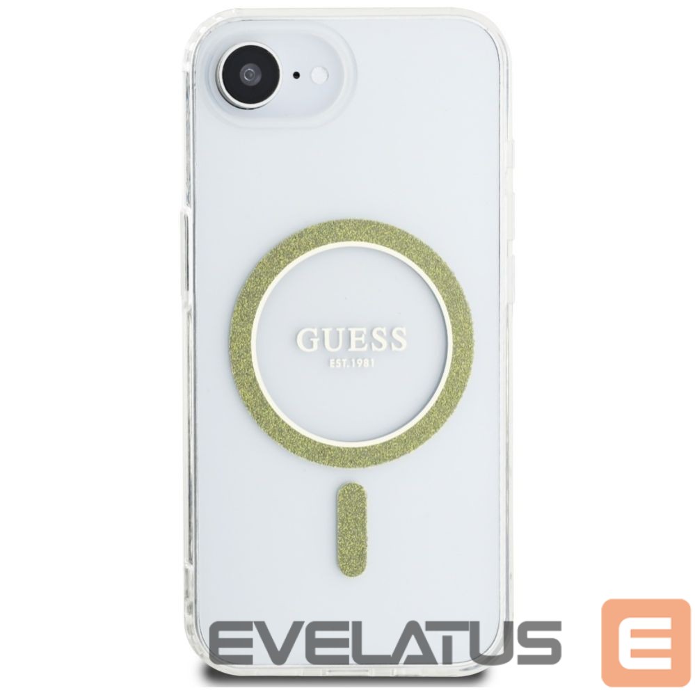 Kitos prekės Guess Guess IML Glitter Circle MagSafe iPhone 16e Case - Clear