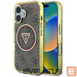 Kitos prekės Guess  Guess IML Metal Glitter 4G Circle Triangle MagSafe Case for iPhone 16 - Brown 