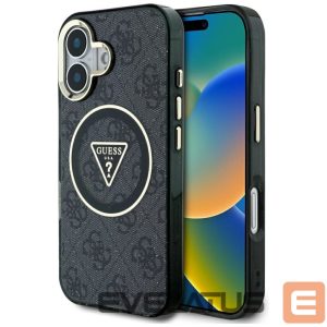 Kitos prekės Guess  Guess IML Metal Glitter 4G Circle Triangle MagSafe Case for iPhone 16 - Black 