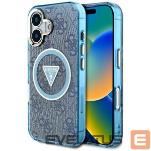 Kitos prekės Guess  Guess IML Metal Glitter 4G Circle Triangle MagSafe Case for iPhone 16 - Blue 