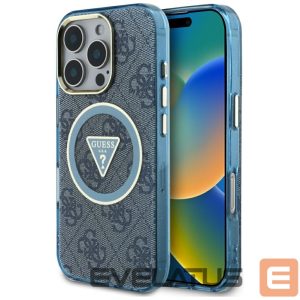 Kitos prekės Guess  Guess IML Metal Glitter 4G Circle Triangle MagSafe Case for iPhone 16 Pro - Blue 