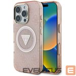Kitos prekės Guess  Guess IML Metal Glitter 4G Circle Triangle MagSafe Case for iPhone 16 Pro - Pink 
