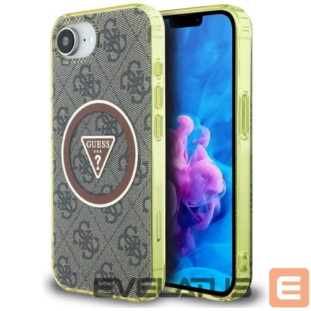 Kitos prekės Guess Guess IML Metal Glitter 4G Circle Triangle MagSafe case for iPhone 16e - brown