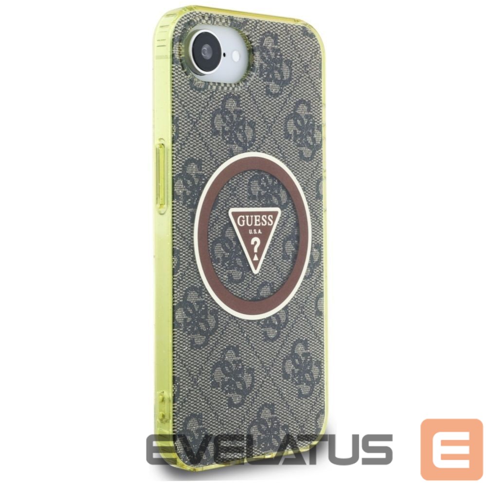 Kitos prekės Guess Guess IML Metal Glitter 4G Circle Triangle MagSafe case for iPhone 16e - brown
