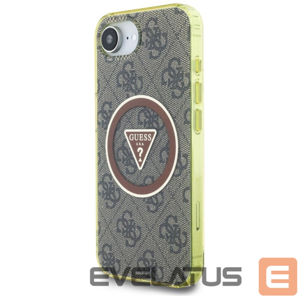 Kitos prekės Guess Guess IML Metal Glitter 4G Circle Triangle MagSafe case for iPhone 16e - brown