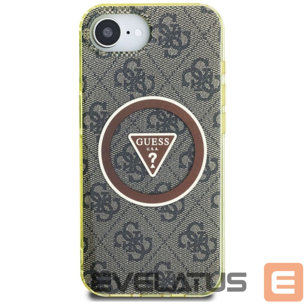 Kitos prekės Guess Guess IML Metal Glitter 4G Circle Triangle MagSafe case for iPhone 16e - brown
