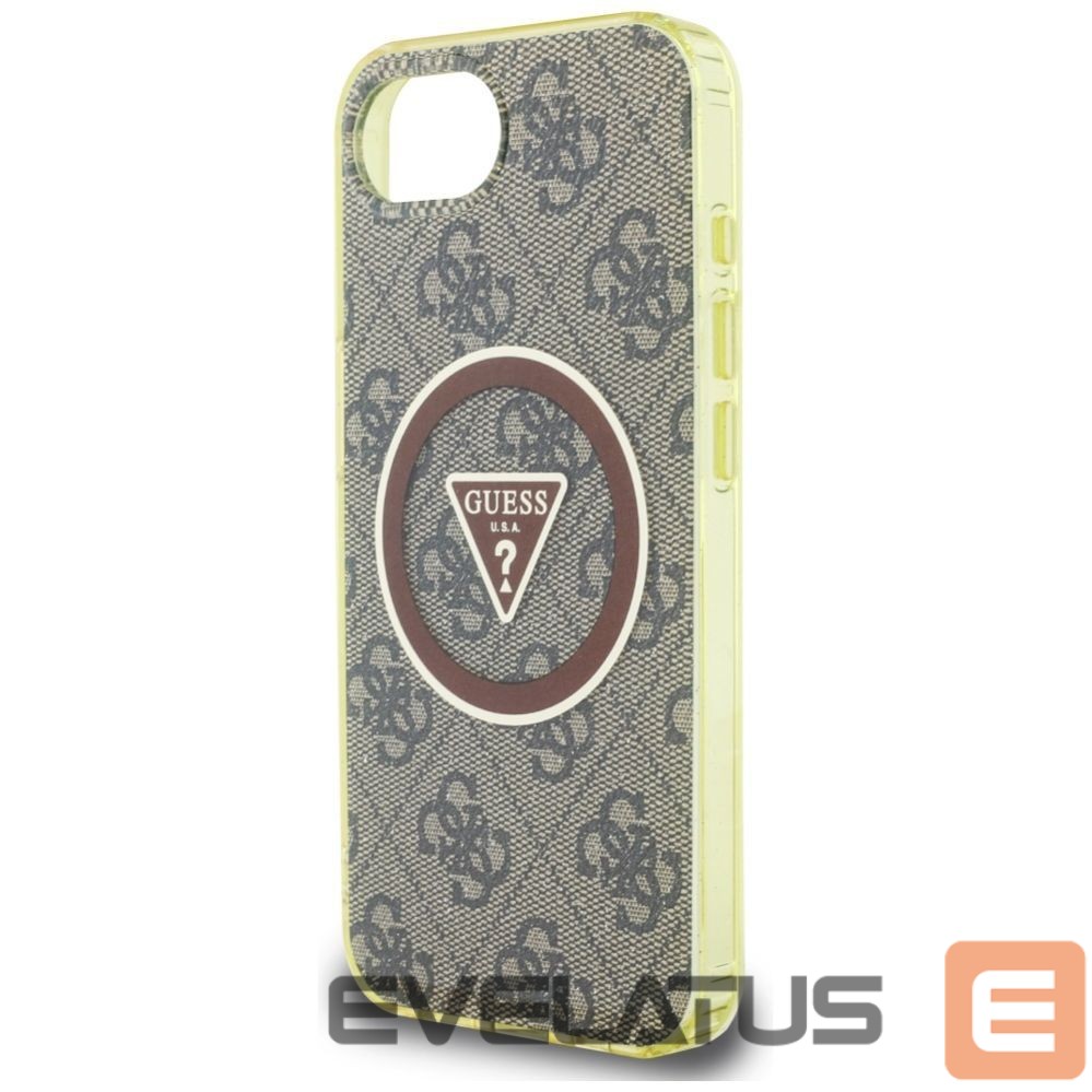 Kitos prekės Guess Guess IML Metal Glitter 4G Circle Triangle MagSafe case for iPhone 16e - brown