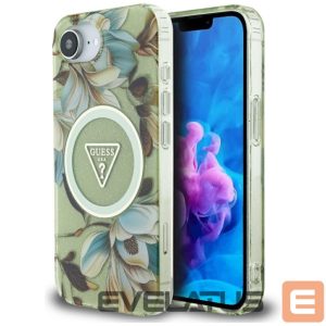 Kitos prekės Guess  Guess IML Metal Glitter Flowers Triangle MagSafe iPhone 16e Case - Green 