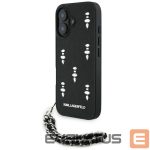 Kitos prekės Karl Lagerfeld  Karl Lagerfeld Saffiano Crystals w/Chain iPhone 16 Case - Black 