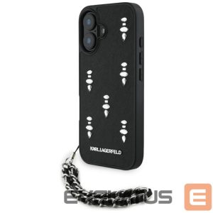 Kitos prekės Karl Lagerfeld  Karl Lagerfeld Saffiano Crystals w/Chain iPhone 16 Case - Black 