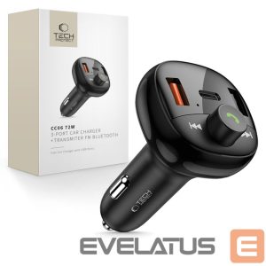 Kitos prekės Tech-Protect  Tech-Protect CC06 3-port PD72W car charger with transmitter - black 