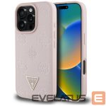 Kitos prekės Guess  Guess Grained Hot Stamp Peony Triangle Logo MagSafe iPhone 16 Pro Case - Pink 