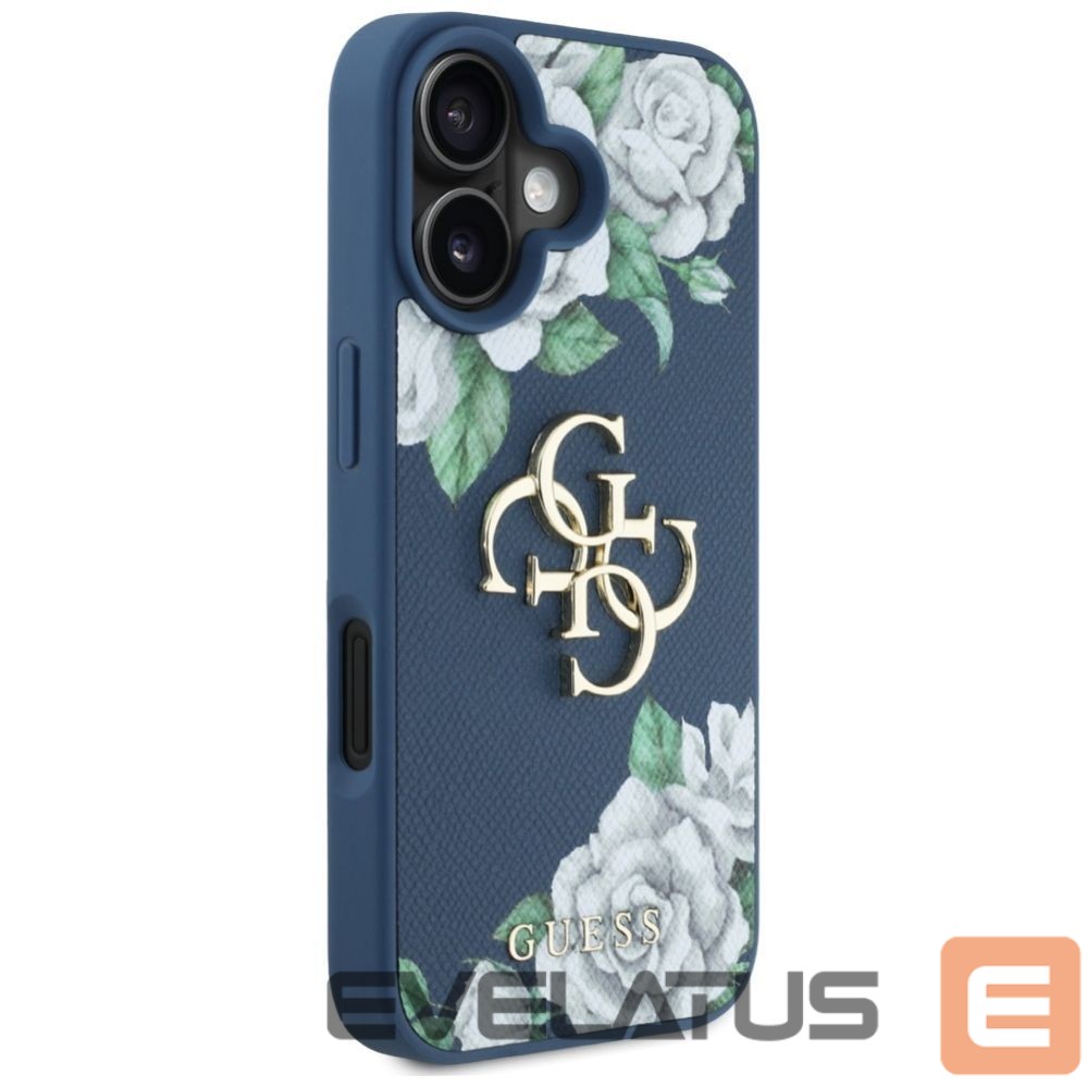 Kitos prekės Guess Guess Grained Roses Big 4G logo case for iPhone 16 - blue