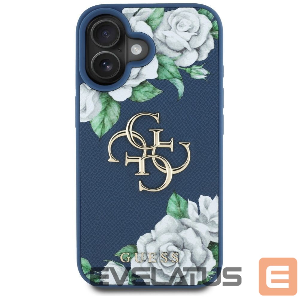 Kitos prekės Guess Guess Grained Roses Big 4G logo case for iPhone 16 - blue