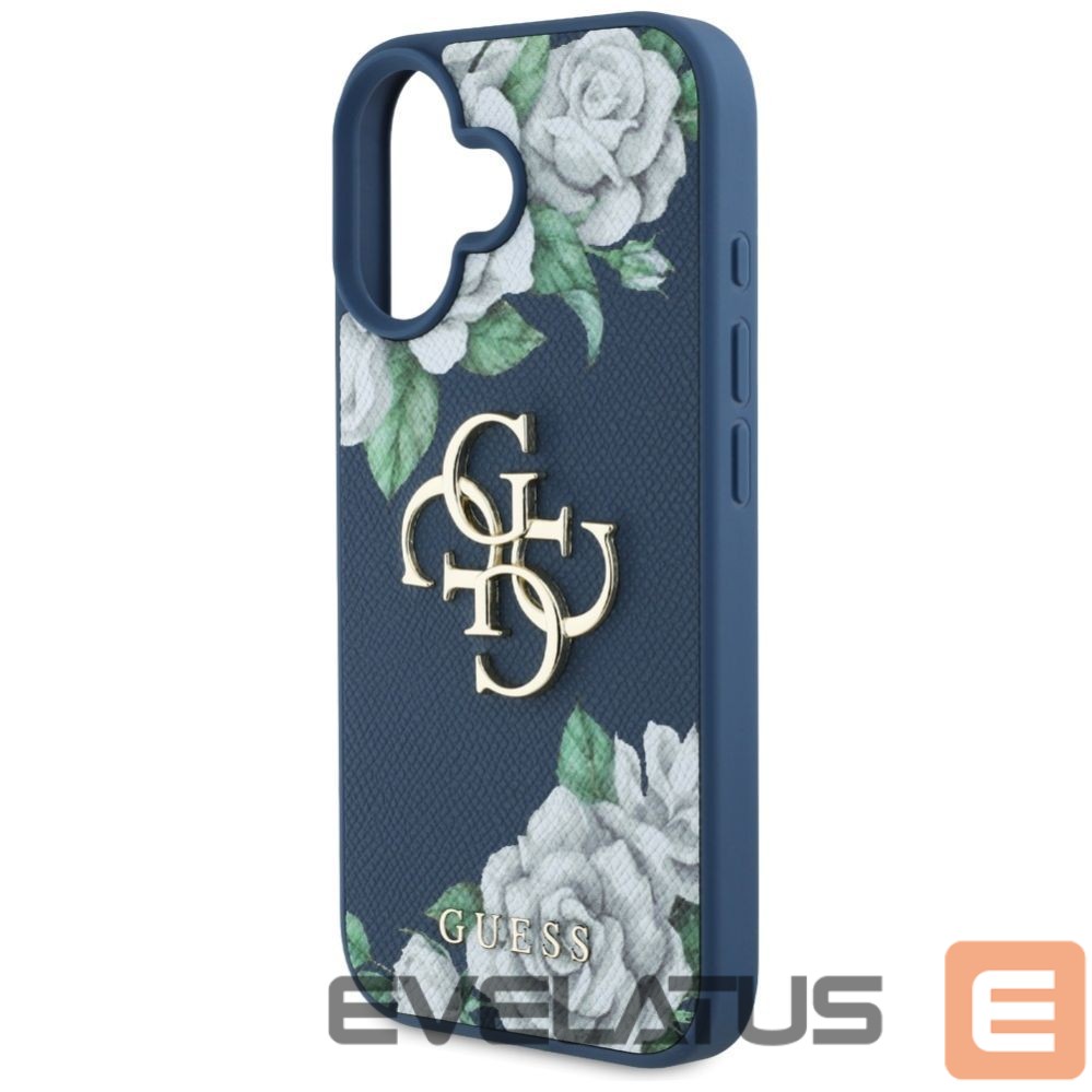 Kitos prekės Guess Guess Grained Roses Big 4G logo case for iPhone 16 - blue