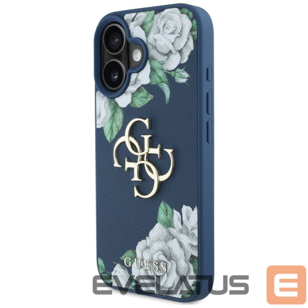 Kitos prekės Guess Guess Grained Roses Big 4G logo case for iPhone 16 - blue