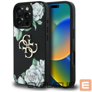 Kitos prekės Guess  Guess Grained Roses Big 4G logo case for iPhone 16 Pro Max - black 