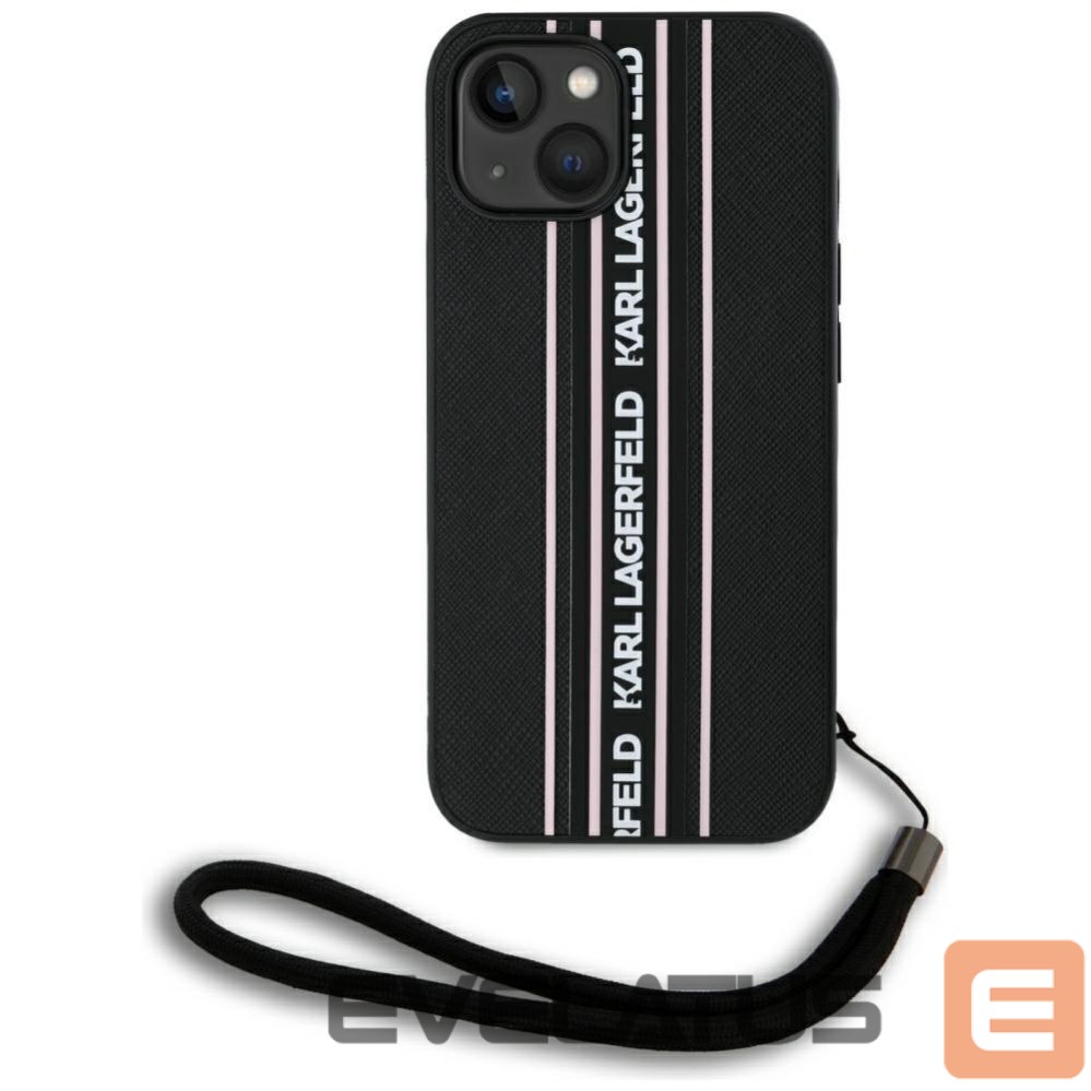 Kitos prekės Karl Lagerfeld Karl Lagerfeld Saffiano Athleisure Stripes Cord iPhone 15 Case - Pink