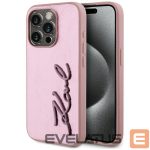Kitos prekės Karl Lagerfeld  Karl Lagerfeld Wrinkled Metal Signature iPhone 15 Pro Max Case - Pink 