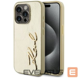 Kitos prekės Karl Lagerfeld  Karl Lagerfeld Wrinkled Metal Signature iPhone 15 Pro Case - Gold 