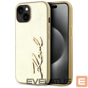 Kitos prekės Karl Lagerfeld  Karl Lagerfeld Wrinkled Metal Signature iPhone 15 Case - Gold 