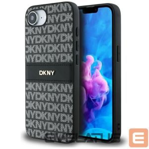 Kitos prekės DKNY  DKNY Repeat Texture Pattern with Tonal Stripe case for iPhone 16e - black 