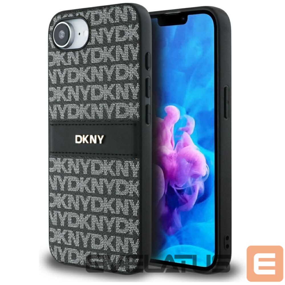 Kitos prekės DKNY DKNY Repeat Texture Pattern with Tonal Stripe case for iPhone 16e - black