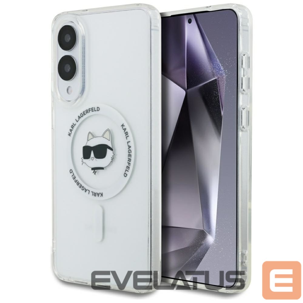 Kitos prekės Karl Lagerfeld Karl Lagerfeld Button Choupette Head Printed Logo MagSafe Case for Samsung Galaxy S25 Edge - White