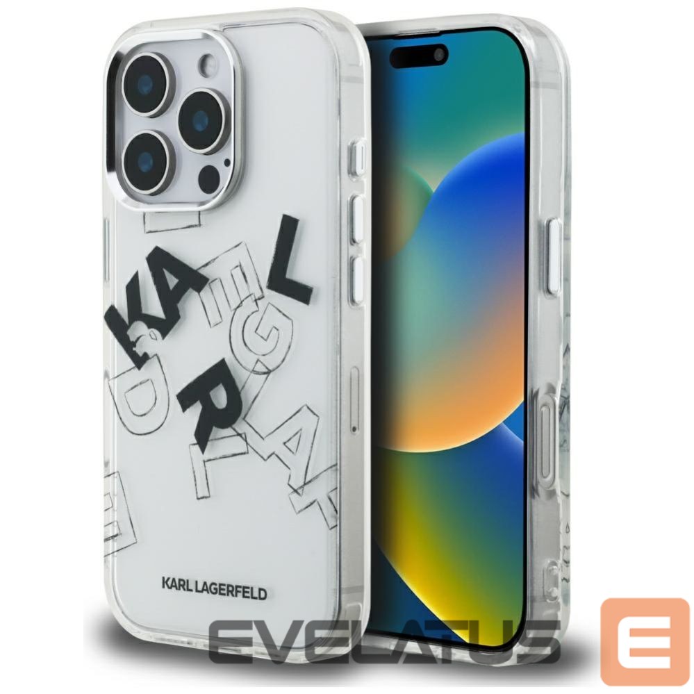 Kitos prekės Karl Lagerfeld Karl Lagerfeld IML Sketched Graphic Case for iPhone 16 Pro - Clear