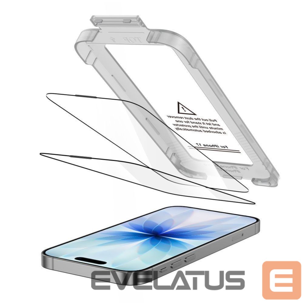 Kitos prekės Tech-Protect Tech-Protect Quick Set+ 2-pack tempered glass for iPhone 17 - black