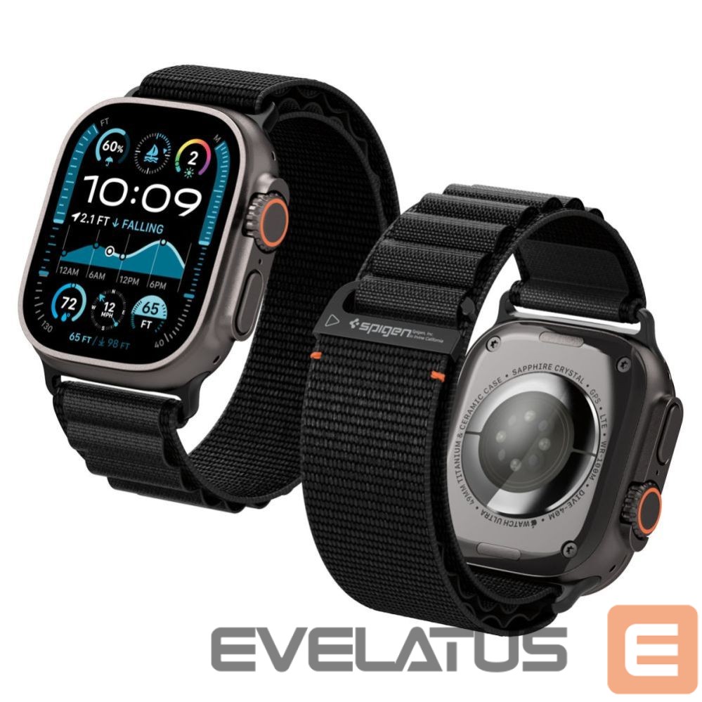 Kitos prekės Spigen Strap Spigen WBF1 Strap for Apple Watch 44 / 45 / 46 / 49 mm - Black