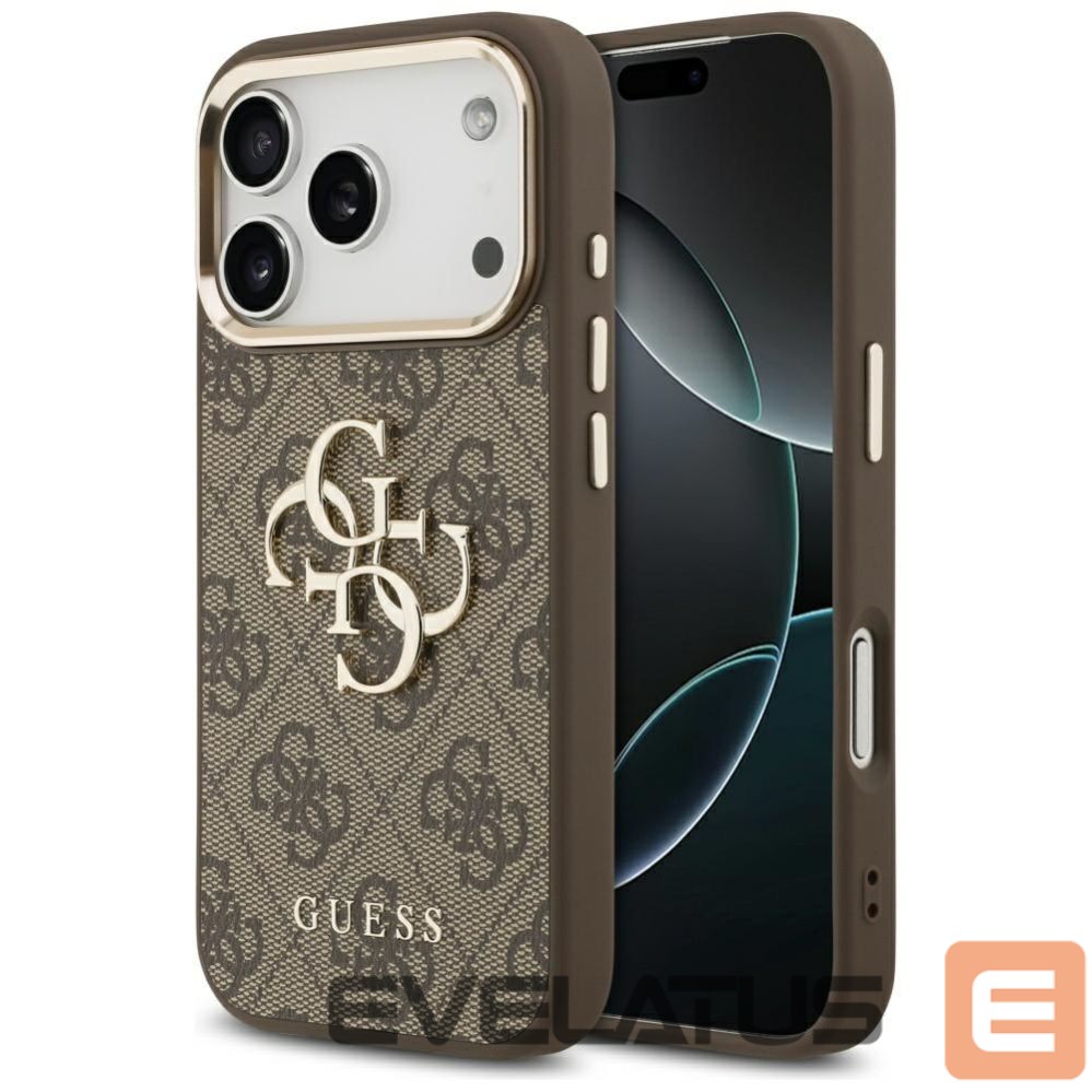 Kitos prekės Guess Guess 4G Big 4G Classic Logo Case for iPhone 17 Pro - Brown and Gold