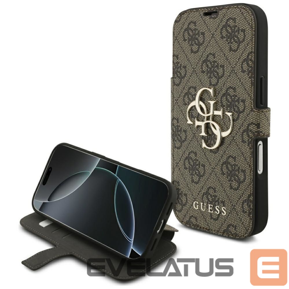 Kitos prekės Guess Guess Book 4G Metal Logo Case for iPhone 17 Pro - Brown