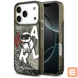 Kitos prekės Karl Lagerfeld  Karl Lagerfeld Liquid Glitter Choupette Logo MagSafe Case for iPhone 17 Pro - Black 
