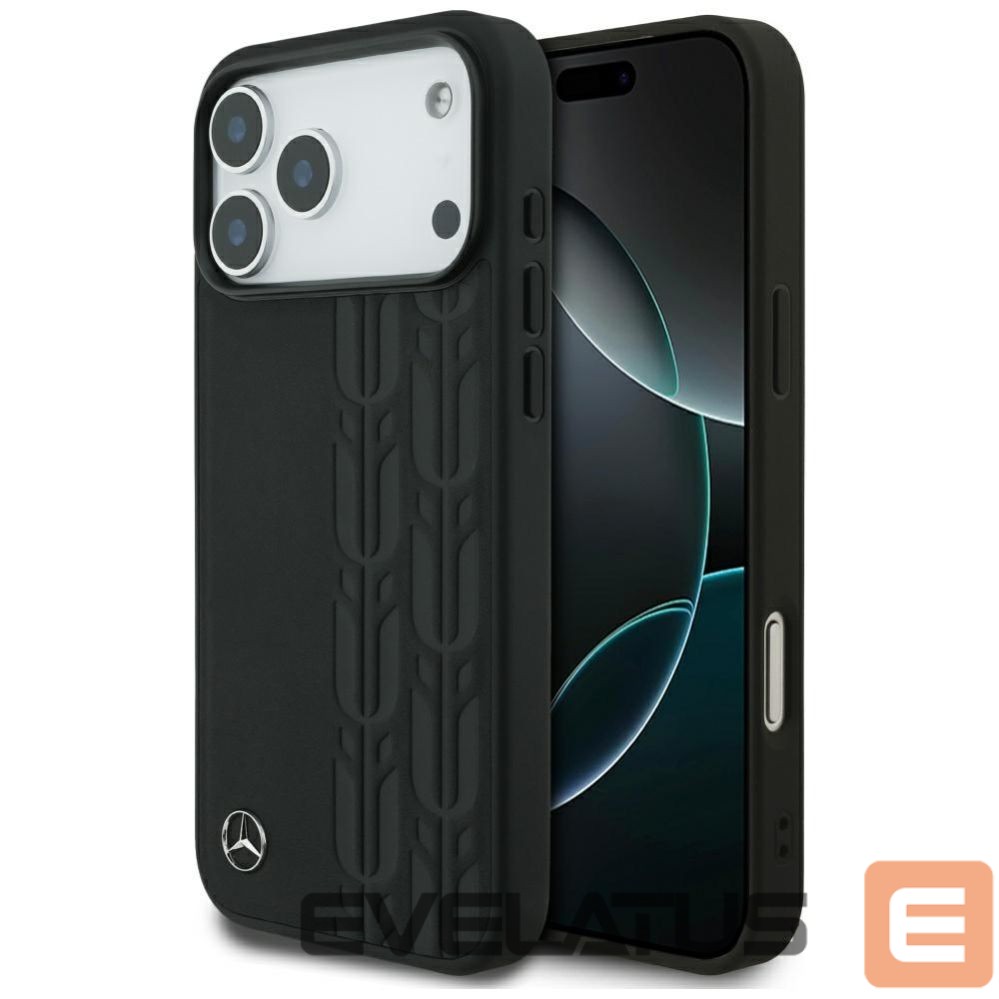 Kitos prekės Mercedes-Benz Mercedes Leather Laurel Leaves MagSafe Case for iPhone 17 Pro Max - Black