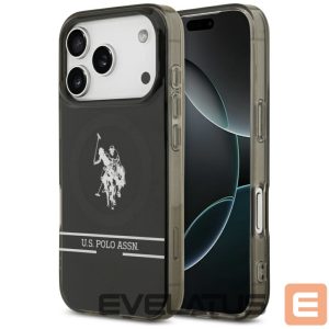 Kitos prekės U.S. Polo PU  US Polo DH and Bottom Stripe Logo MagSafe Case for iPhone 17 Pro - Black 