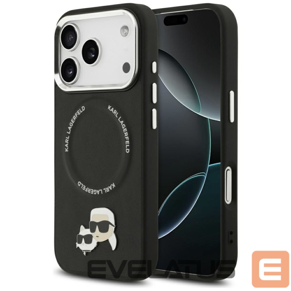 Kitos prekės Karl Lagerfeld Karl Lagerfeld Karl & Choupette Pins MagSafe Case for iPhone 17 Pro - Black