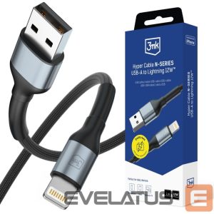 Kitos prekės 3MK  3mk Hyper Cable 3mk Hyper Cable N-SERIES USB-A / Lightning 1m 5V/2.4A 12W / black 
